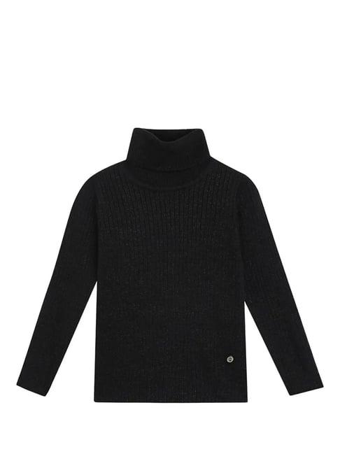 elle kids black solid full sleeves sweater