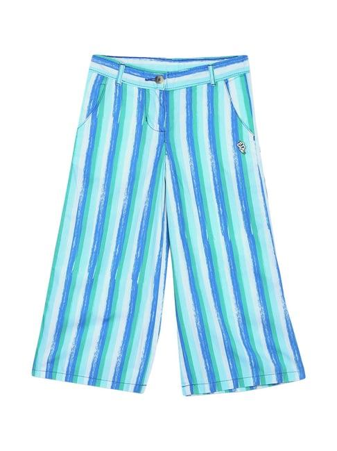 elle kids blue cotton striped trousers
