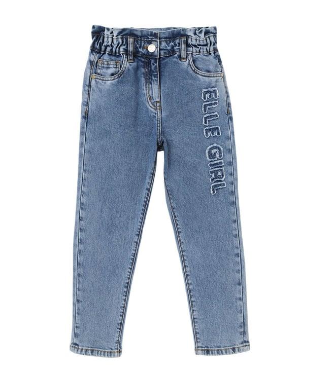 elle kids blue logo relaxed fit jeans