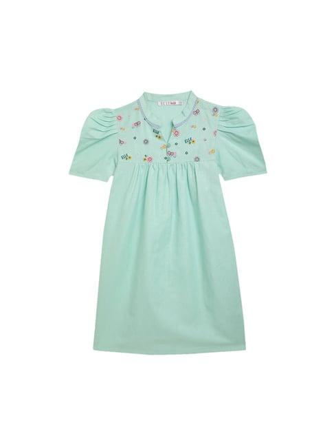 elle kids green embroidered dress