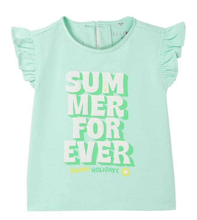 elle kids green printed relaxed fit top
