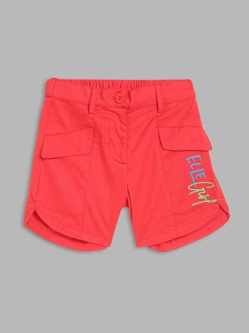 elle kids kids red cotton regular fit shorts