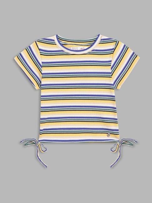 elle kids kids yellow & purple striped t-shirt