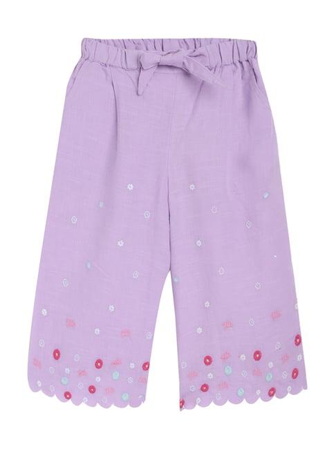 elle kids lilac cotton embroidered cullotes
