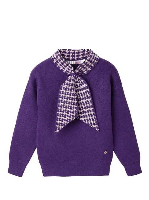 elle kids lilac solid full sleeves sweater