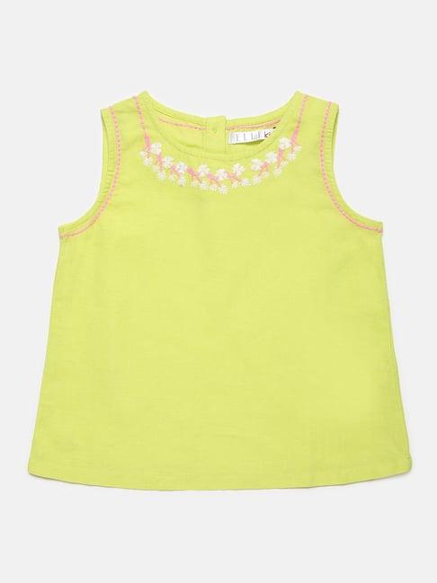 elle kids lime green embroidered top