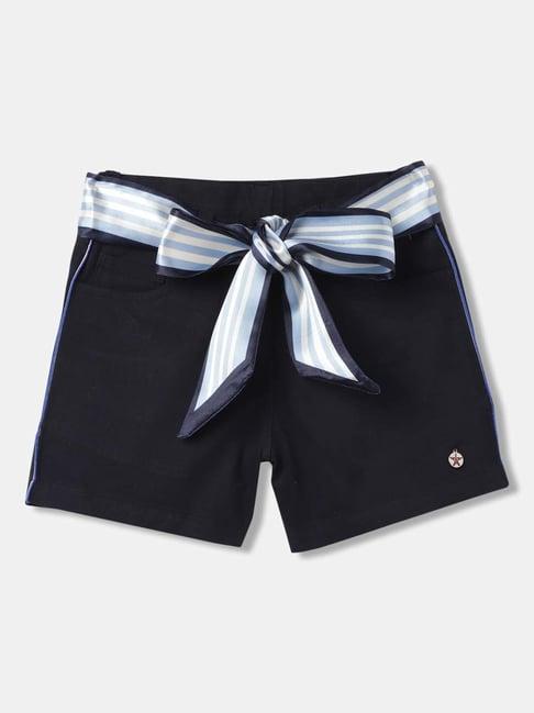 elle kids navy cotton regular fit shorts