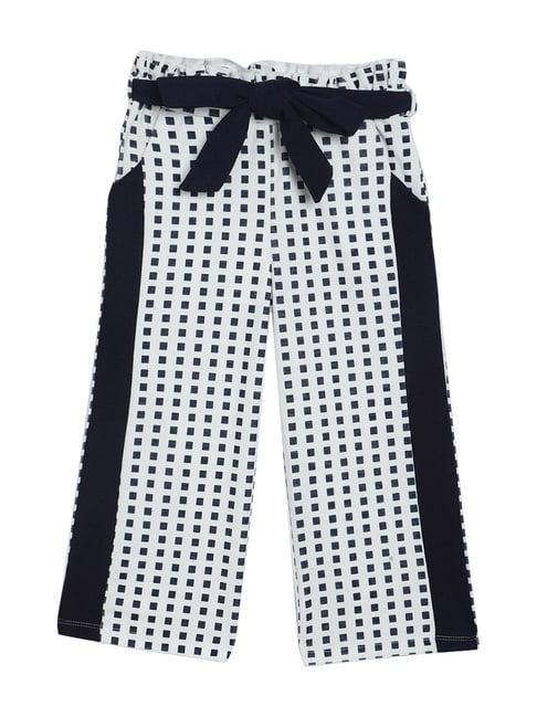 elle kids off white chequered trousers