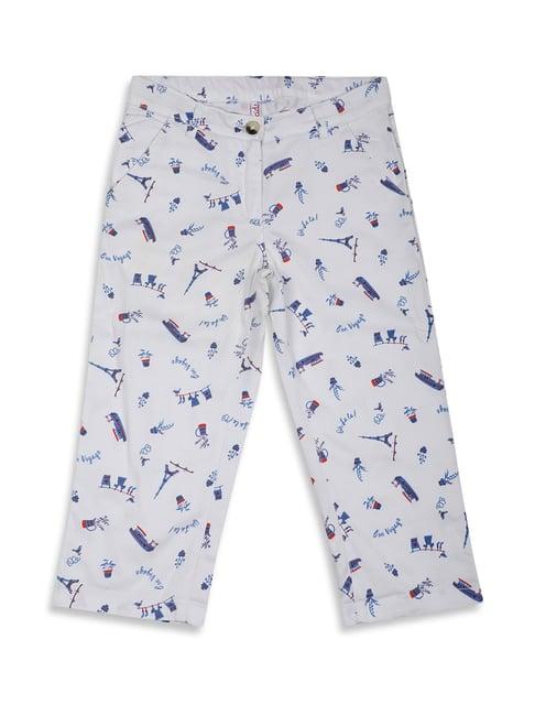 elle kids off white printed trousers