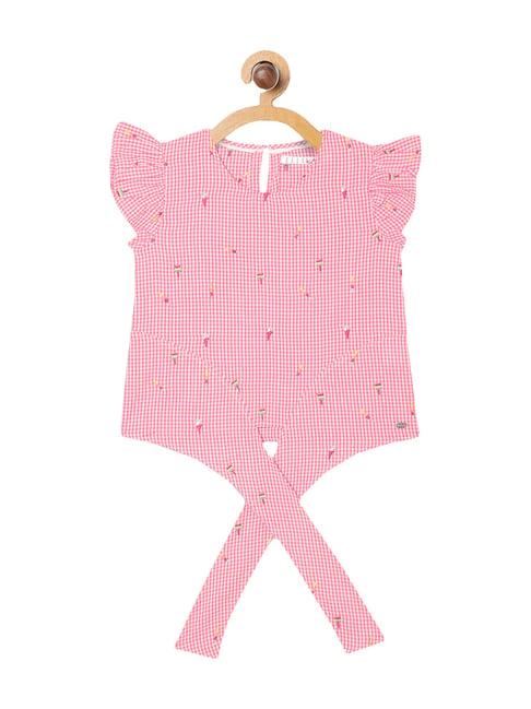 elle kids pink cotton embroidered top