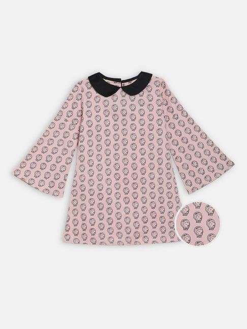 elle kids pink cotton printed dress