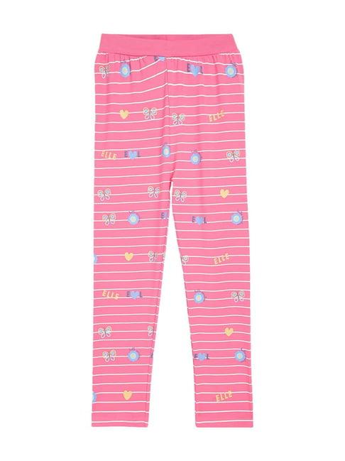 elle kids pink cotton printed leggings