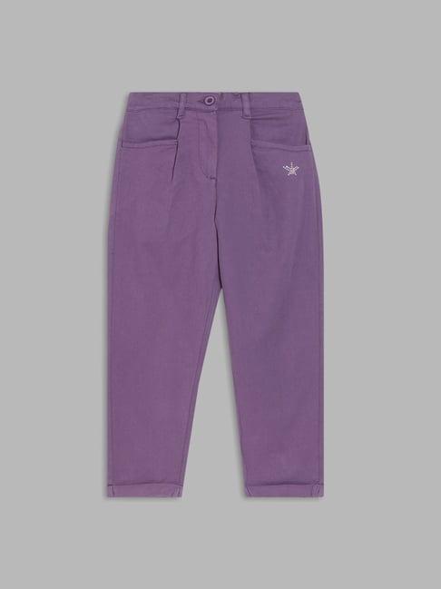 elle kids purple solid trousers