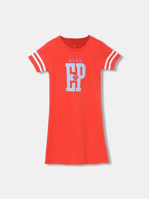 elle kids red cotton printed dress