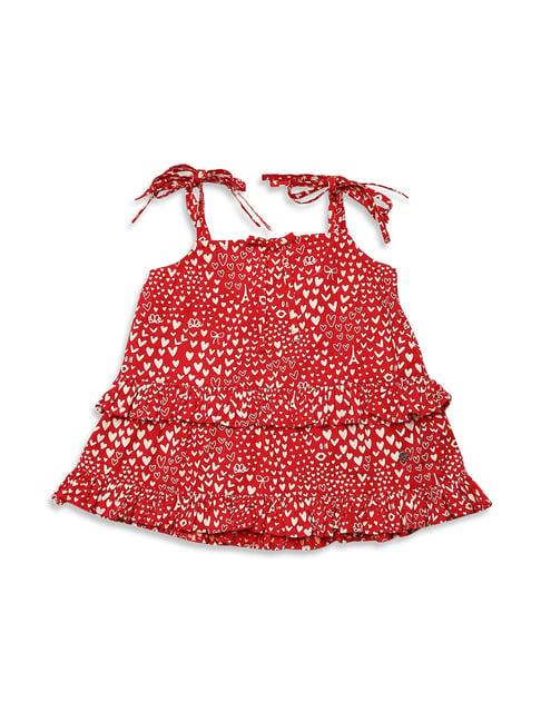 elle kids red cotton printed top