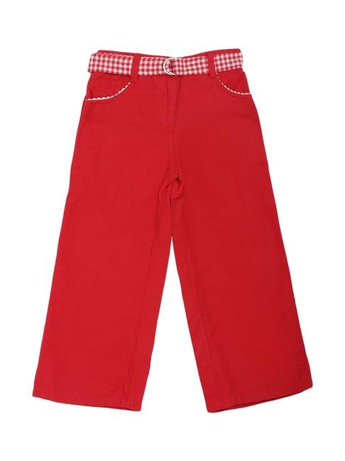 elle kids red mid rise trousers