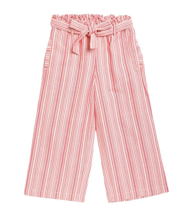 elle kids red striped straight fit trousers