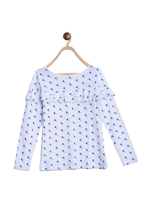 elle kids white cotton printed top