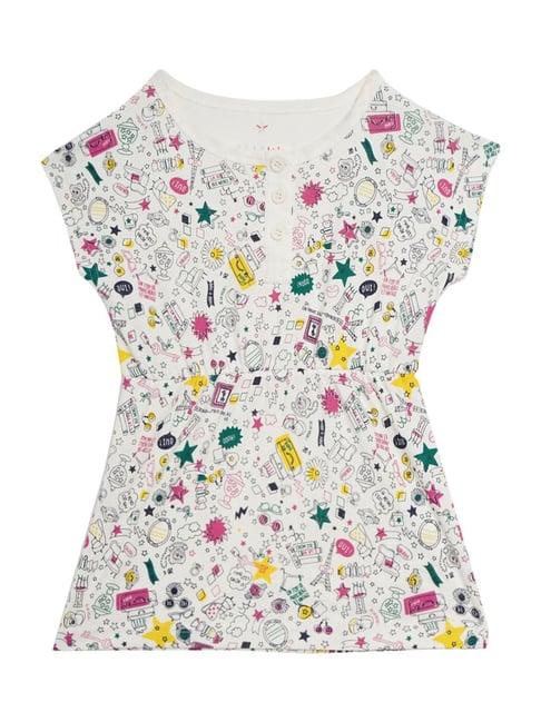 elle kids white cotton printed top