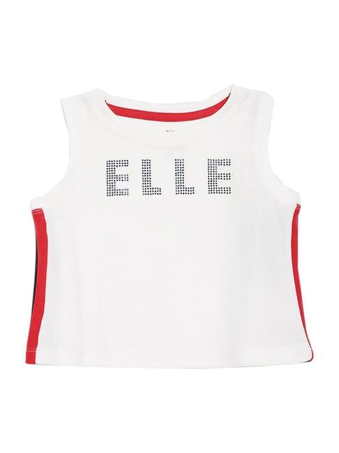 elle kids white printed top