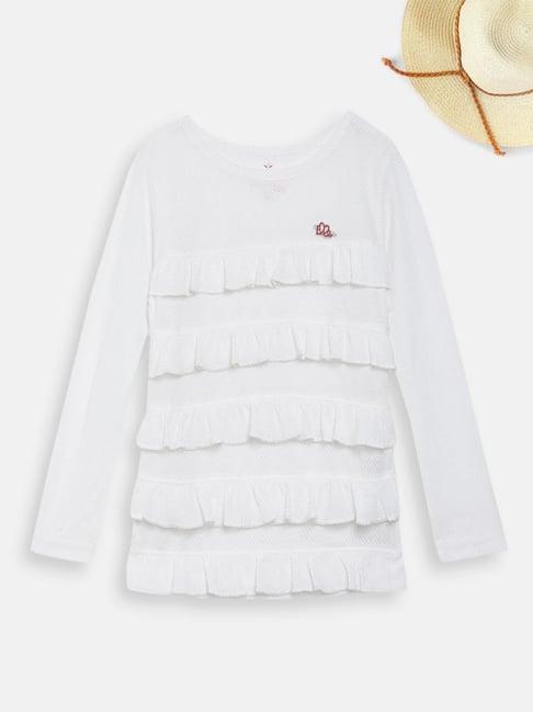 elle kids white self pattern top