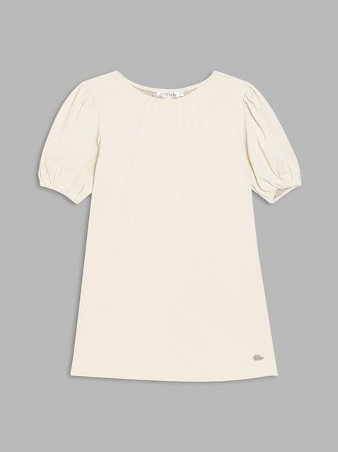 elle kids white solid dress