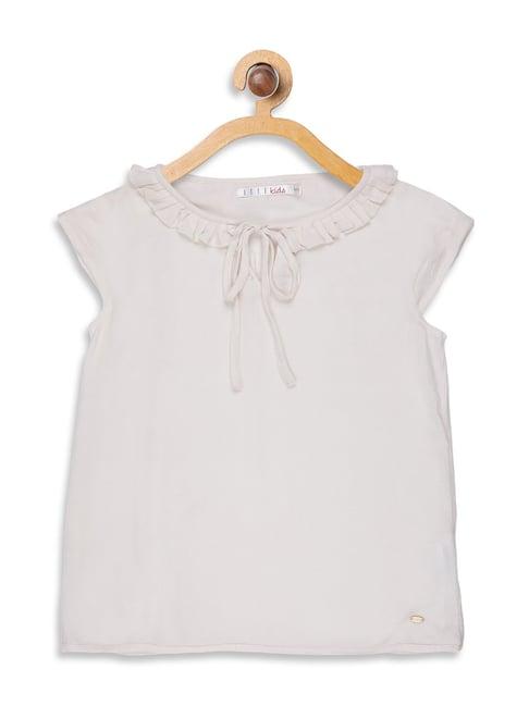 elle kids white solid top