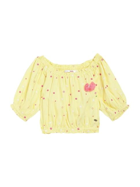 elle kids yellow applique top