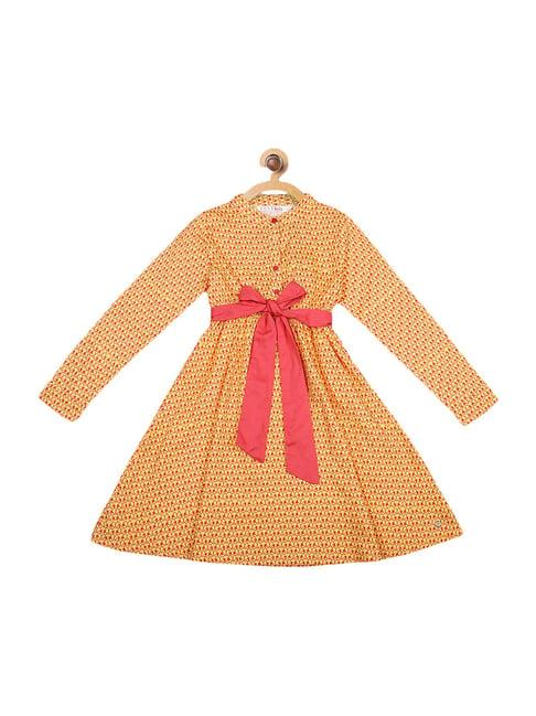 elle kids yellow cotton printed dress