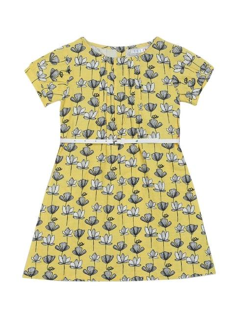 elle kids yellow cotton printed dress