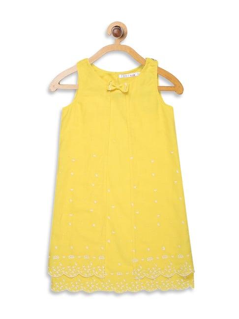 elle kids yellow self pattern dress