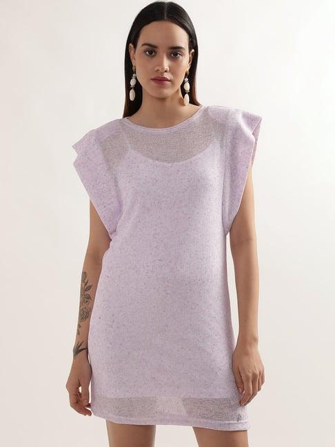 elle lilac cotton shift dress