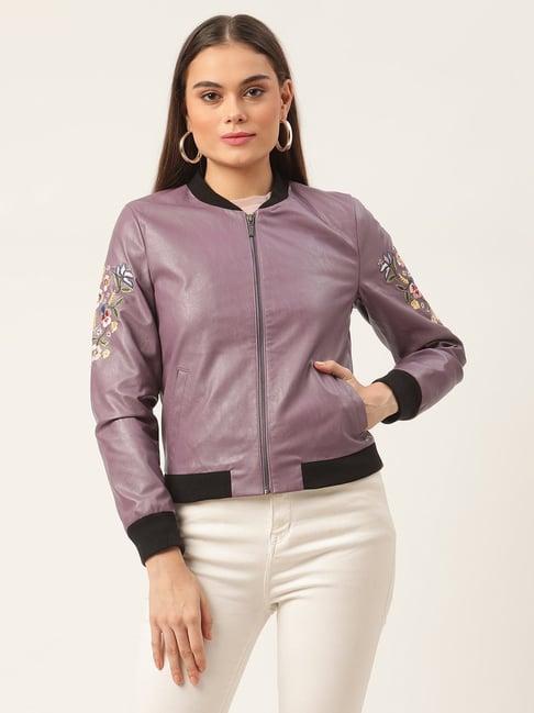 elle lilac embroidered full sleeves jacket