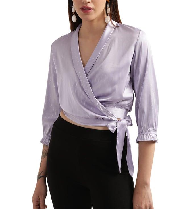 elle lilac striped regular fit top