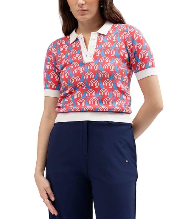 elle multi fashion geometric relaxed fit polo t-shirt