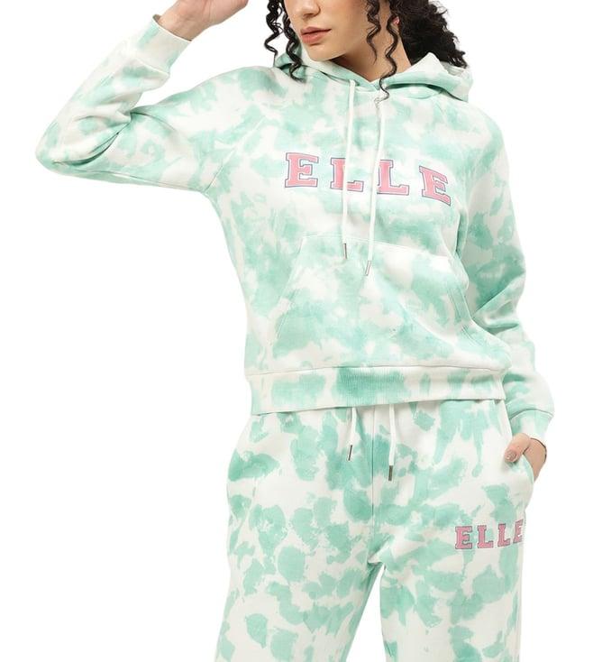 elle multi logo print regular fit pullover hoodie