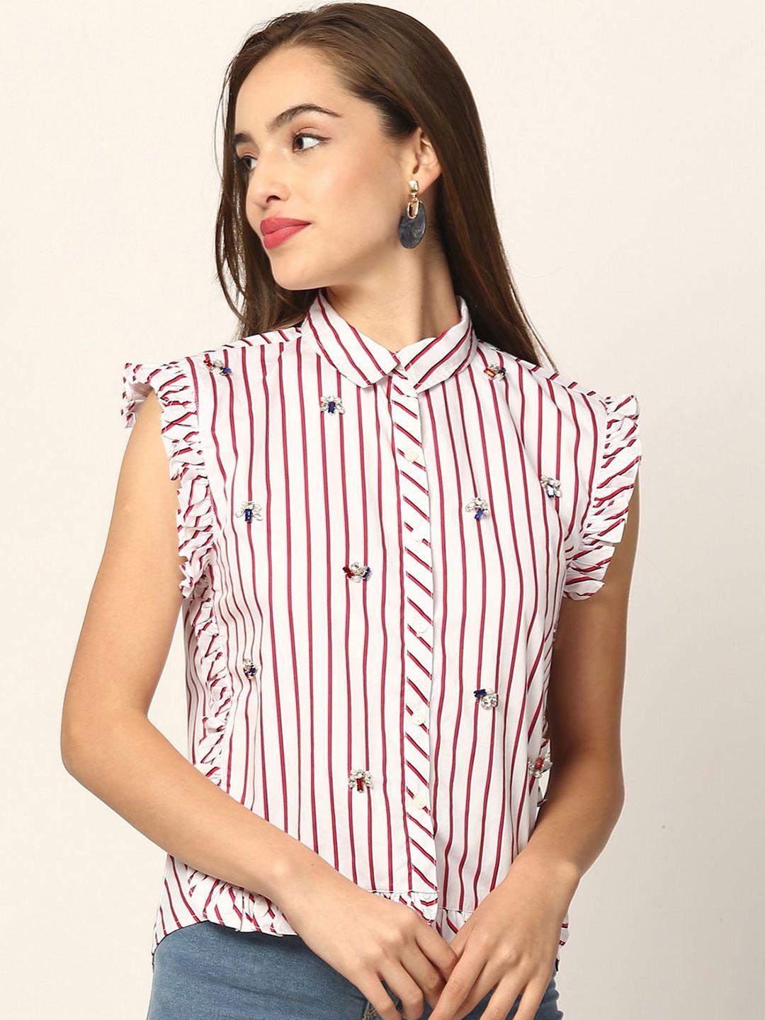 elle multicoloured striped shirt style top