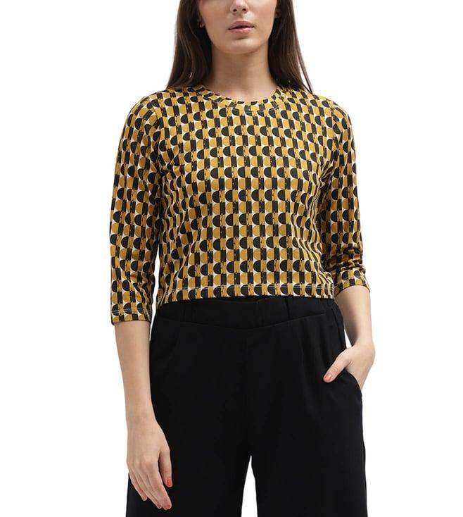 elle mustard printed fitted t-shirt