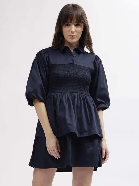 elle navy a-line dress