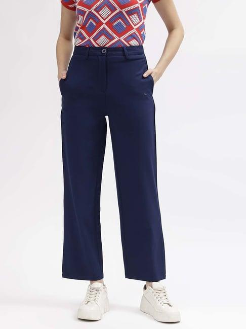 elle navy mid rise trousers