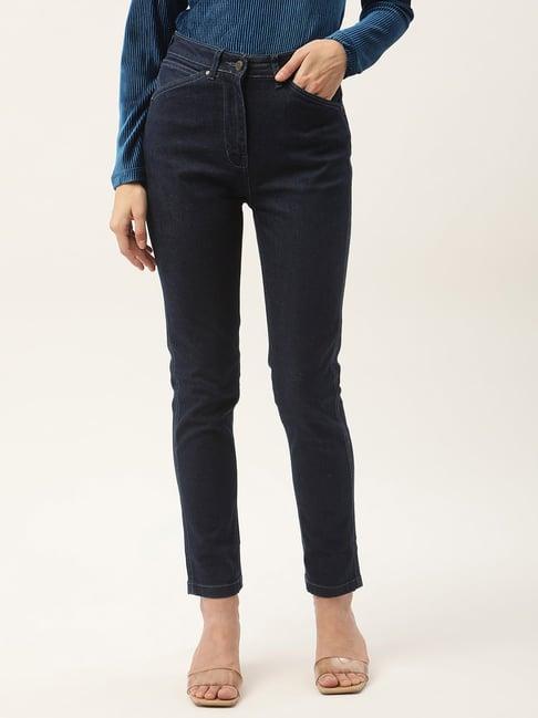 elle navy straight fit lightly washed jeans
