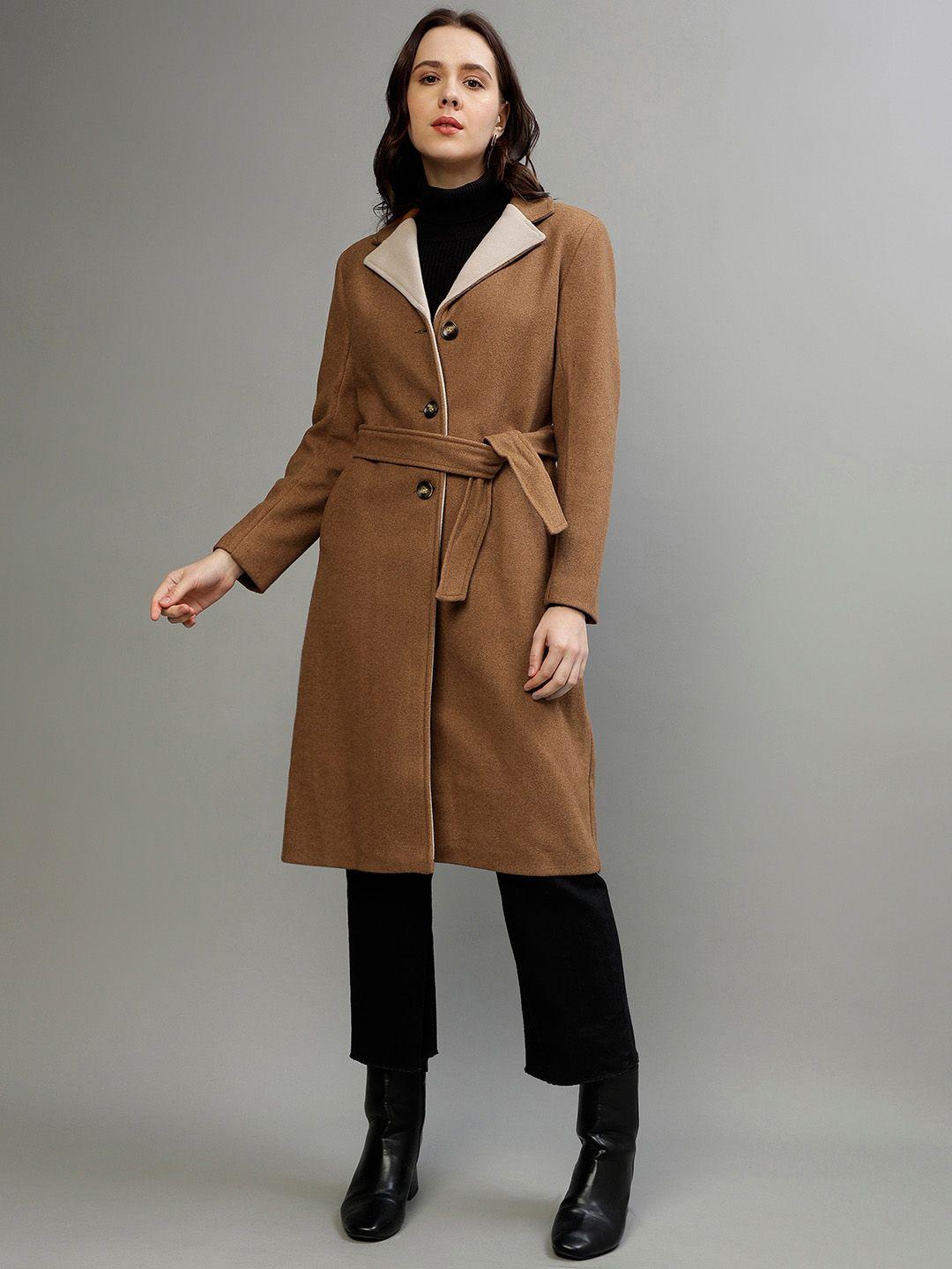 elle notched-lapel single-breasted overcoat with belt