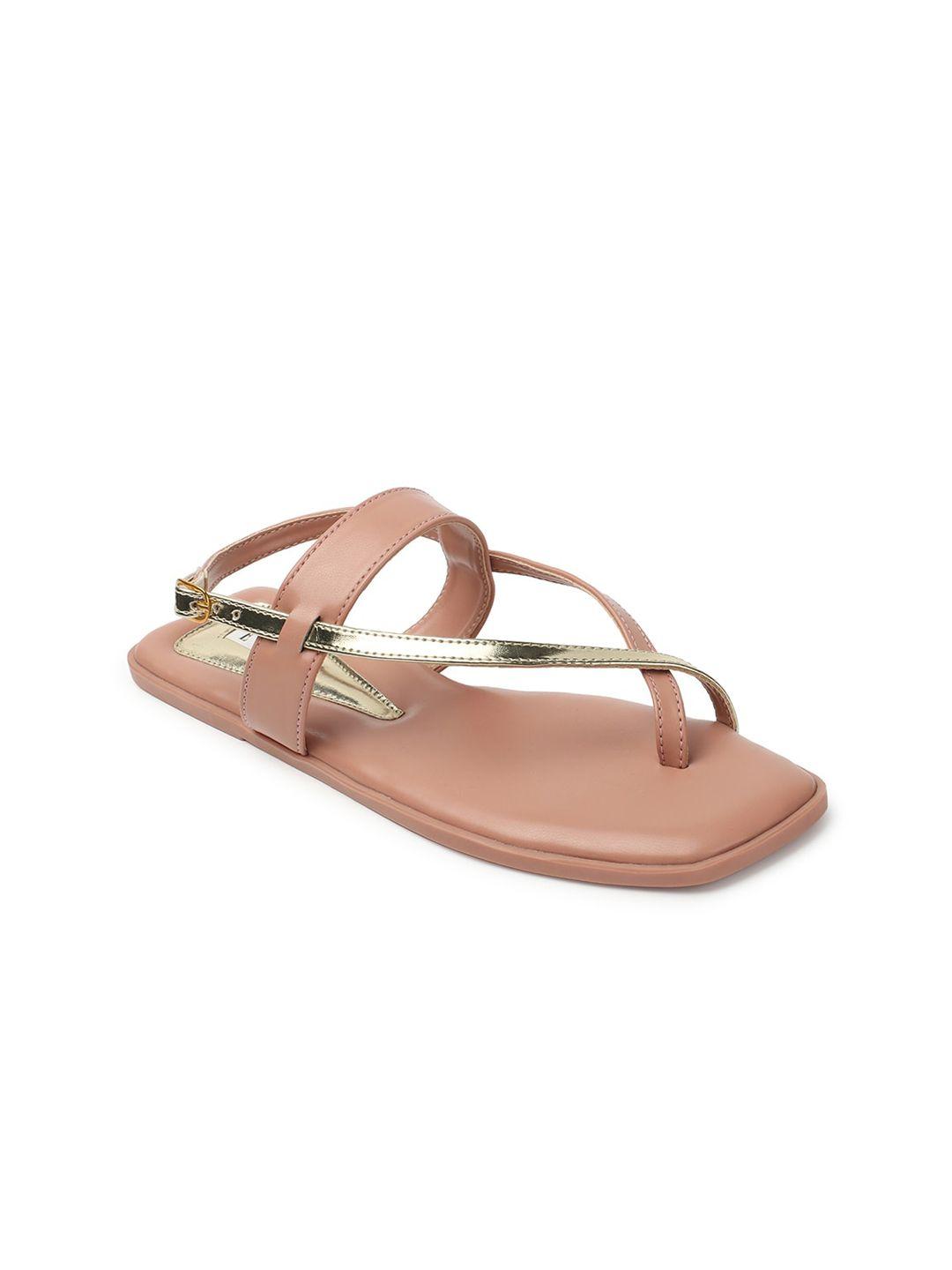 elle open one toe flats with buckle closure