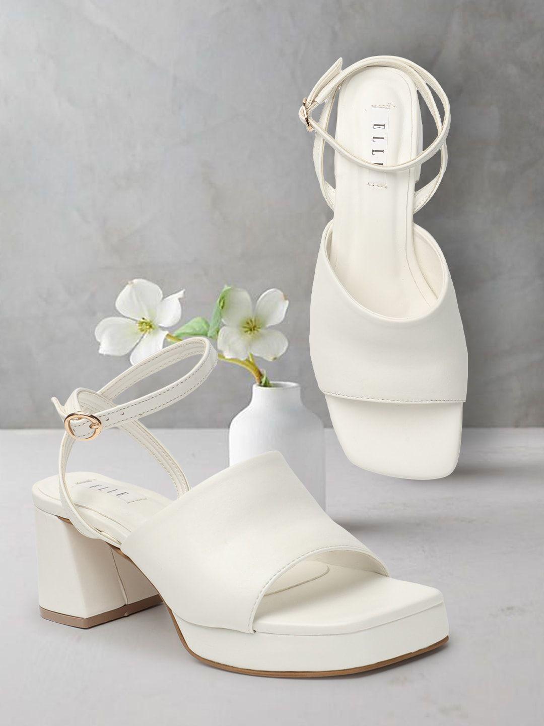 elle open toe block heels with ankle loop