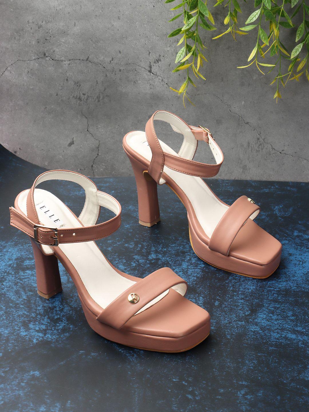 elle open toe platform heels with buckle closure