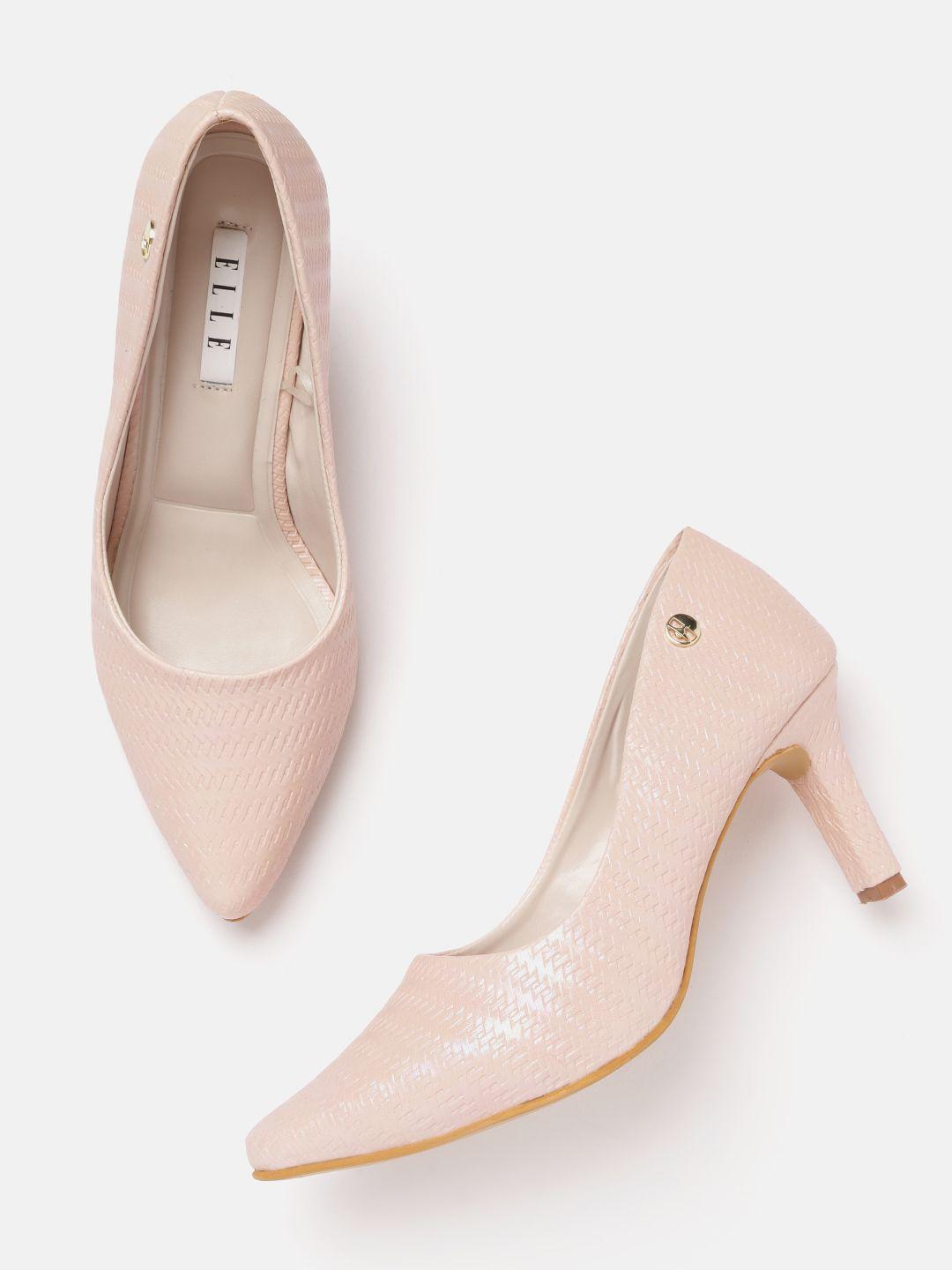 elle peach-coloured textured pumps