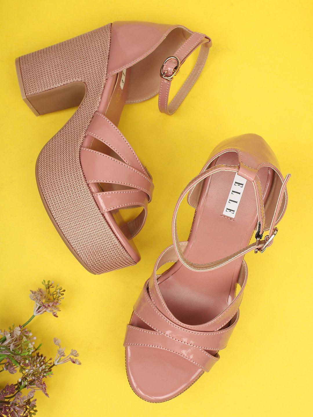 elle pink block pumps