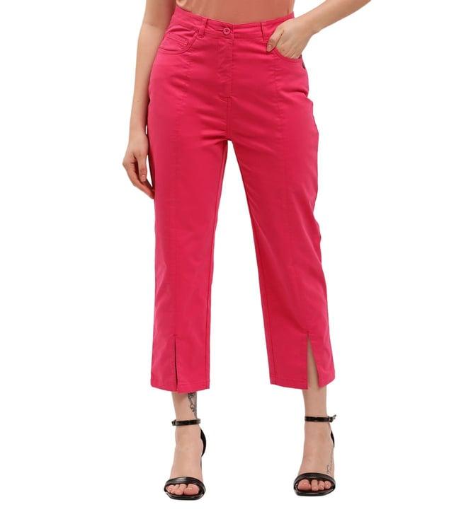 elle pink fitted flat front trousers