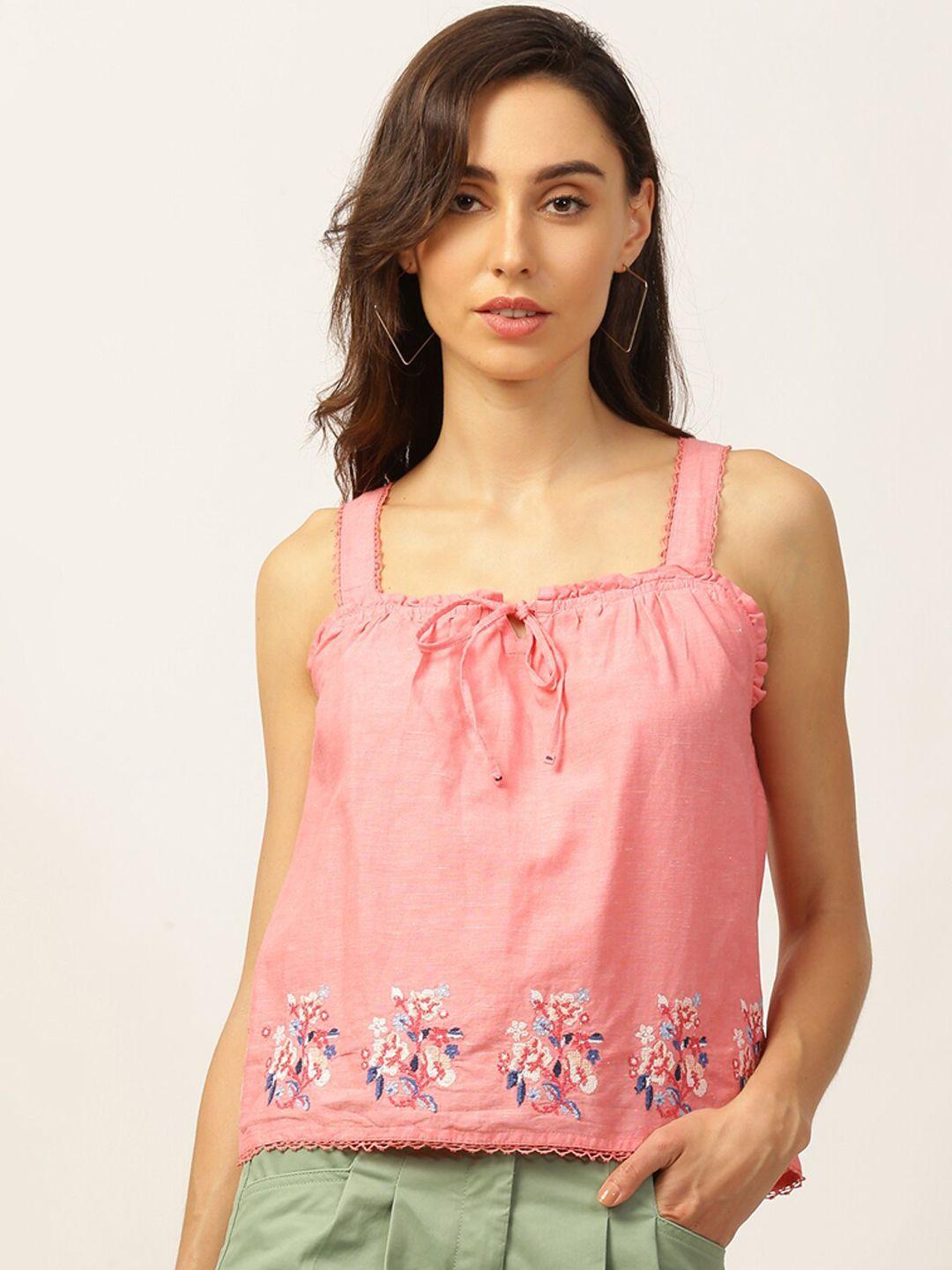 elle pink floral regular top