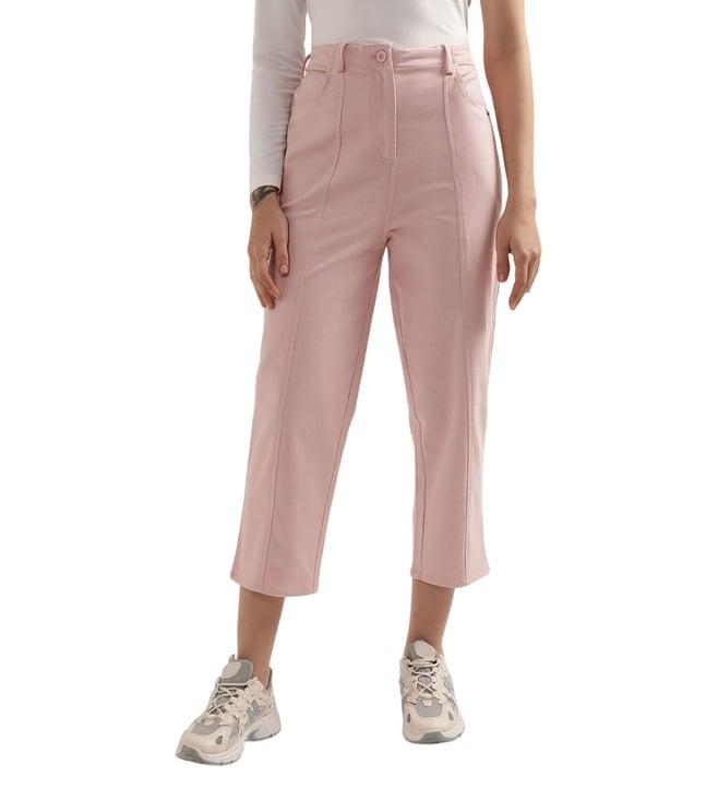 elle pink regular fit flat front trousers